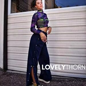 FABLETICS // ltd ed molly breakaway full side button track pants in navy